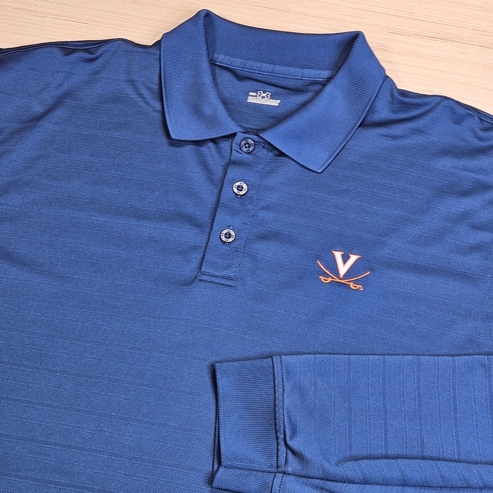 Virginia Cavaliers Under Armour Polo Mens XXL Blue Long Sleeve Athletic Golf